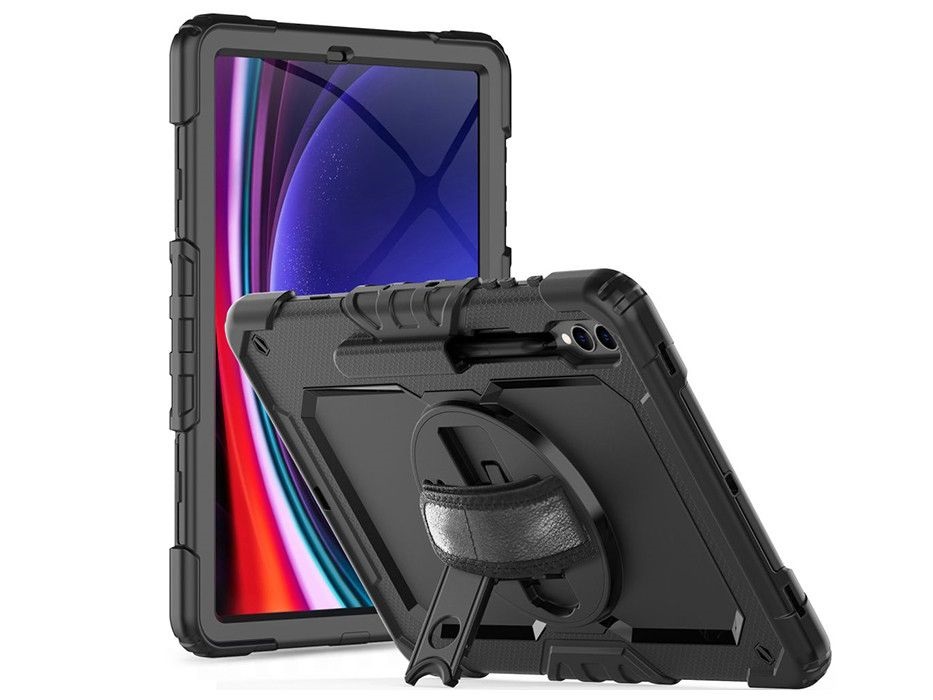 Tech-Protect TP660317 Samsung X610/X616B/X810/X816B Galaxy Tab S9+/S9 FE+ 12.4 ütésálló fekete tablet tok + üveg
