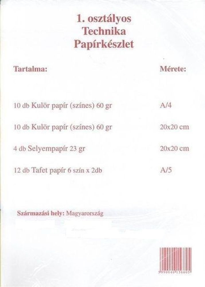 1. osztályos technika csomag