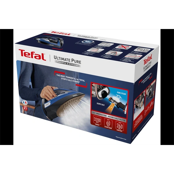 Tefal FV9848E0 Ultimate Pure sötétkék-fekete gőzölős vasaló