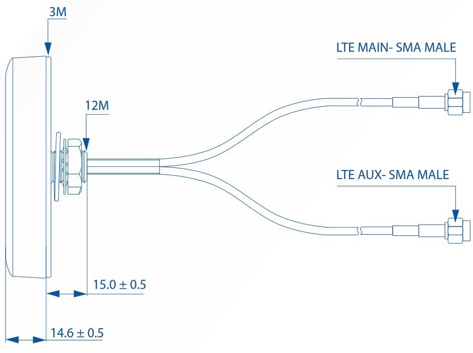 Teltonika PR1KCL25 combo MIMO Mobile SMA LTE tető antenna