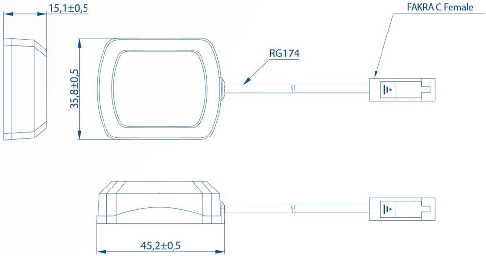 Teltonika PR1KFG30 GNSS ragasztással rögzíthető FAKRA antenna