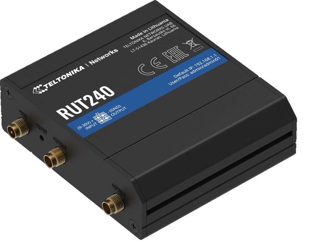 Teltonika RUT240 1x10/100Mbps LAN 1xminiSIM MeiG 4G/LTE CAT4 Vezeték nélküli ipari router