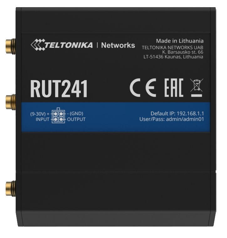 Teltonika RUT241010000 1x10/100Mbps LAN 1xminiSIM 4G/LTE CAT4 Vezeték nélküli ipari router