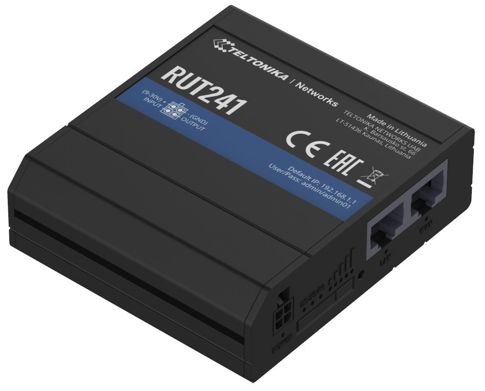 Teltonika RUT241010000 1x10/100Mbps LAN 1xminiSIM 4G/LTE CAT4 Vezeték nélküli ipari router