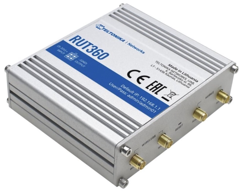 Teltonika RUT360 1x10/100Mbps LAN 1xminiSIM 4G/LTE CAT6 Vezeték nélküli ipari router