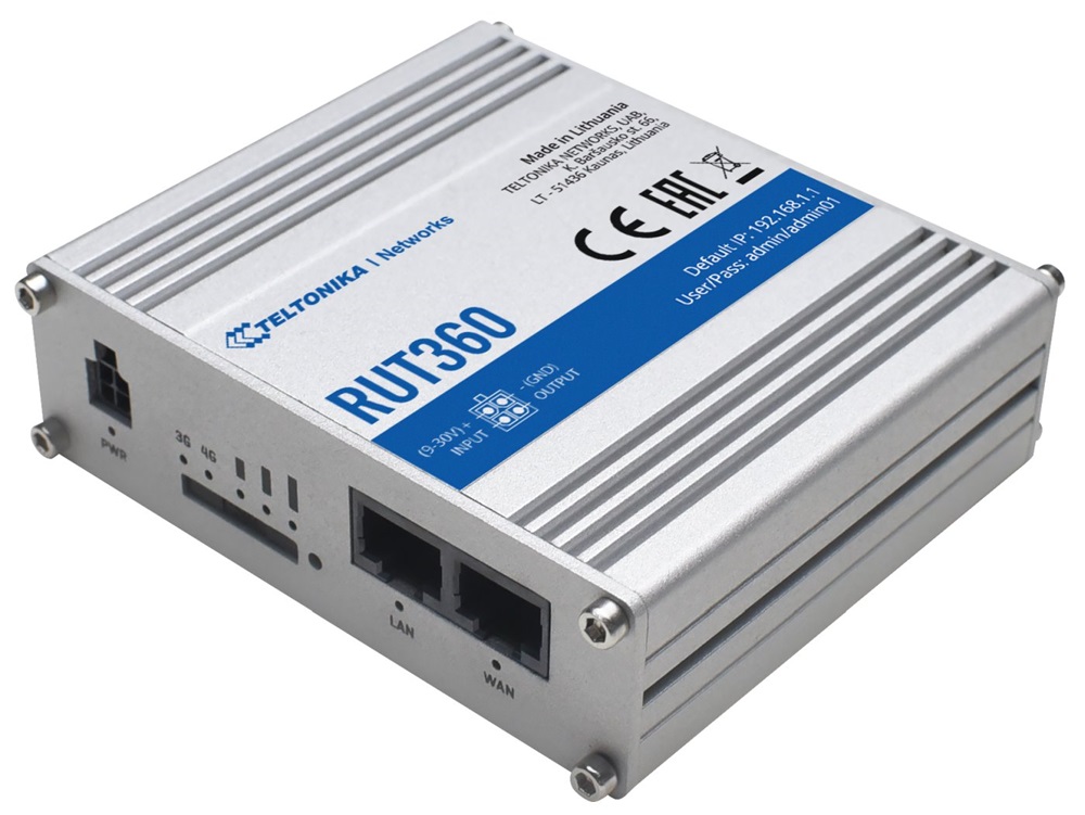 Teltonika RUT360 1x10/100Mbps LAN 1xminiSIM 4G/LTE CAT6 Vezeték nélküli ipari router