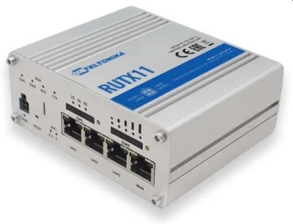Teltonika RUTX11 3xGbE LAN 2xminiSIM 4G/LTE CAT6 Bluetooth Dual Band Vezeték nélküli Gigabit ipari router