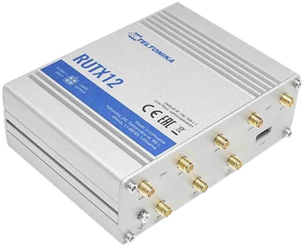 Teltonika RUTX12DUAL 4xGbE LAN 2xminiSIM 4G/LTE CAT6 Bluetooth Dual Band Vezeték nélküli Gigabit ipari router