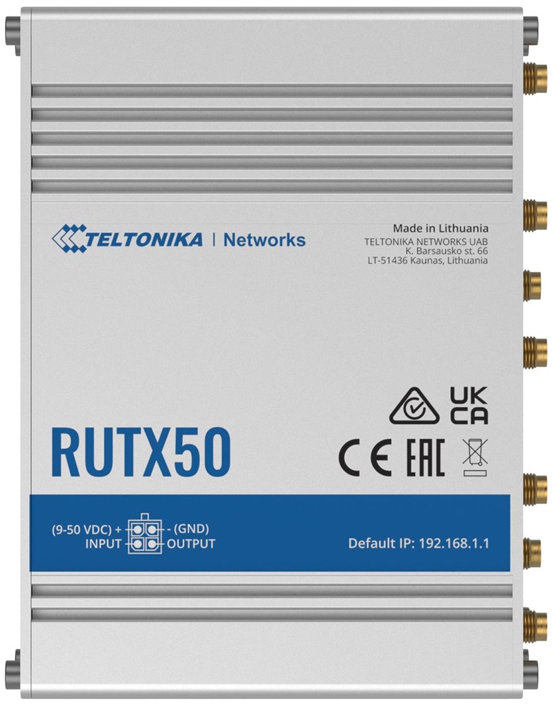 Teltonika RUTX50 4xGbE LAN 2xminiSIM 5G Dual Band Vezeték nélküli Gigabit ipari router