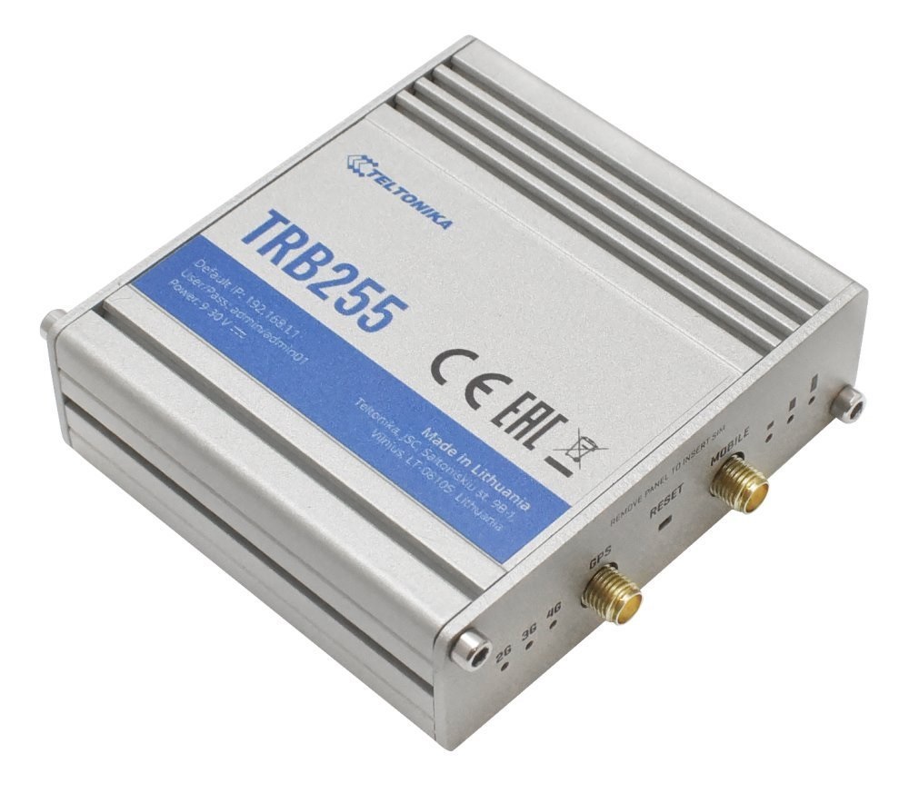 Teltonika TRB255 1x10/100Mbps LAN 2xminiSIM 4G/LTE CAT-M1 Vezeték nélküli ipari gateway