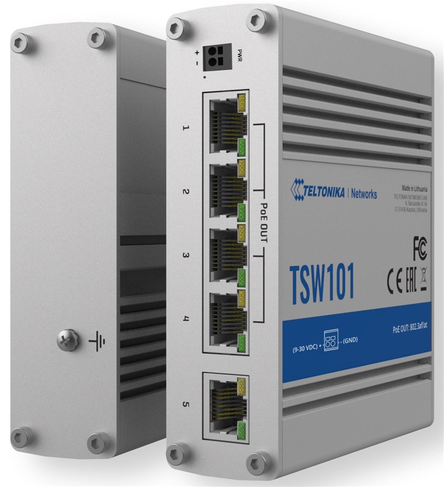 Teltonika TSW101 5x GbE PoE LAN nem menedzselhető PoE+ switch