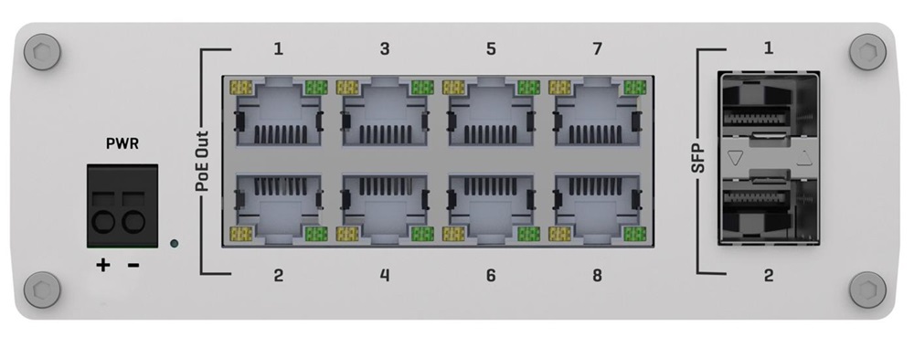 Teltonika TSW200000010 8x GbE PoE LAN 2x SFP port nem menedzselhető PoE+ switch