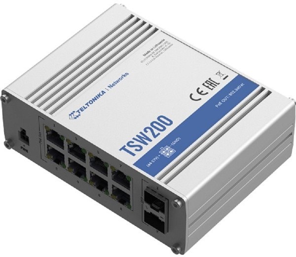 Teltonika TSW200000010 8x GbE PoE LAN 2x SFP port nem menedzselhető PoE+ switch