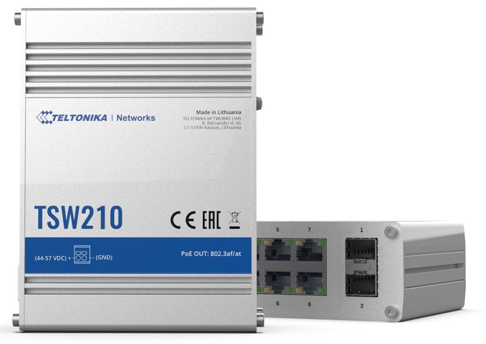 Teltonika TSW210 8x GbE LAN 2x SFP port nem menedzselhető switch