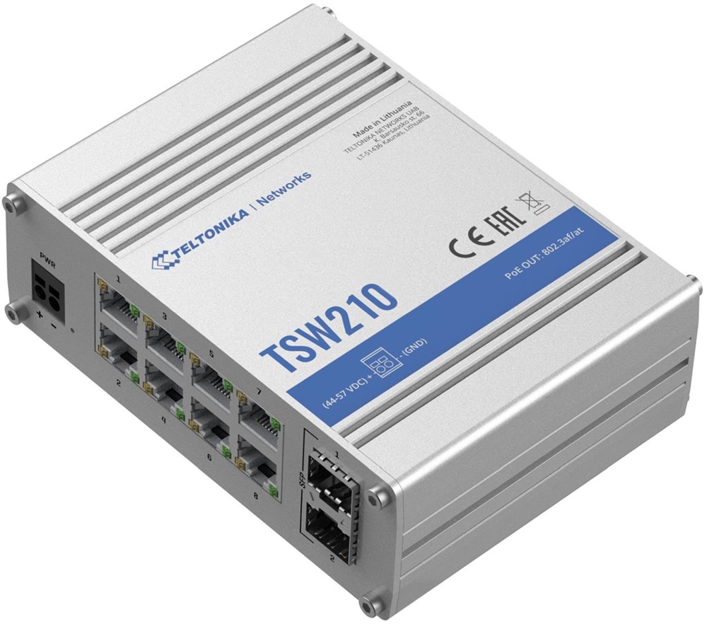 Teltonika TSW210 8x GbE LAN 2x SFP port nem menedzselhető switch