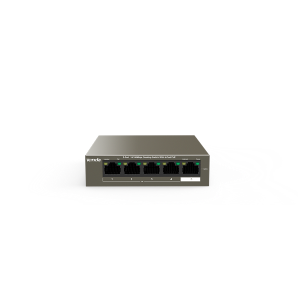Tenda TEF1105P-4-38W 5port 10/100Mbps 4xPoE FE LAN nem menedzselhető asztali PoE switch