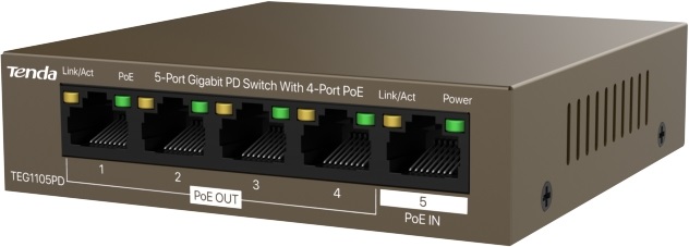 Tenda TEG1105PD 5port GbE LAN 4xPoE LAN port switch