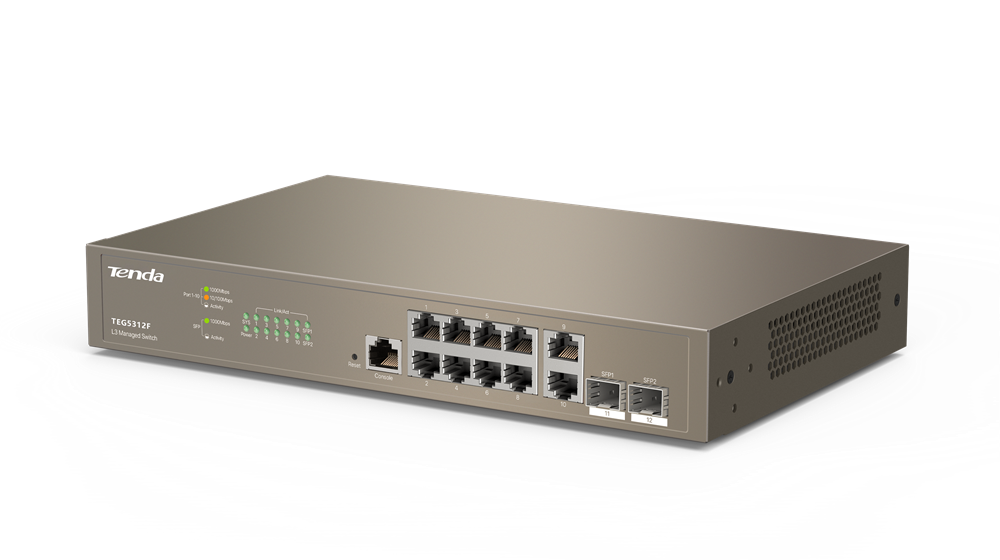 Tenda TEG5312F 10xGbE LAN 2xSFP port L3 menedzselhető switch