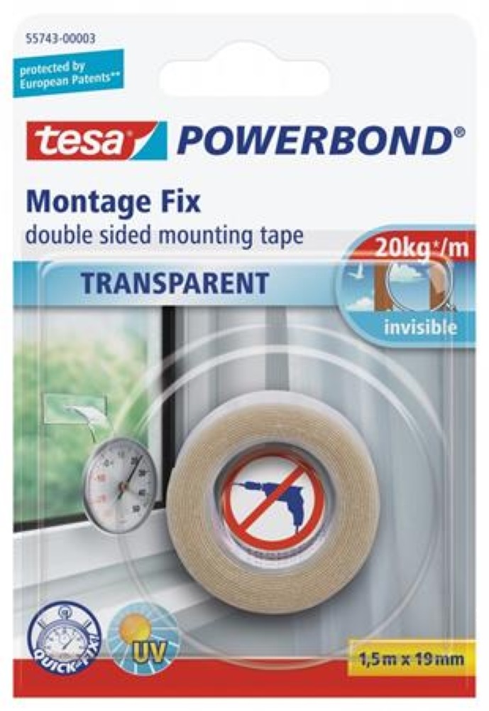 Tesa 55743 1,5mx19 mm beltéri átlátszó montázsszalag