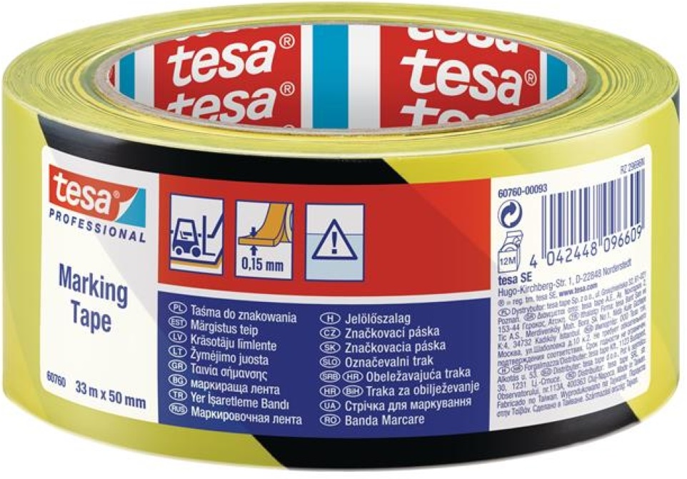 Tesa 60760 33mx50 mm fekete/sárga jelölőszalag