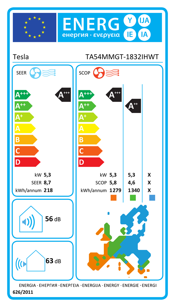 TESLA Advance 5,4KW inverteres split klíma WIFI TA54MMGT-1832IHWT
