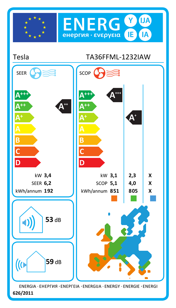 Tesla Select 3,6KW inverteres split klíma WIFI TA36FFML-1232IAW