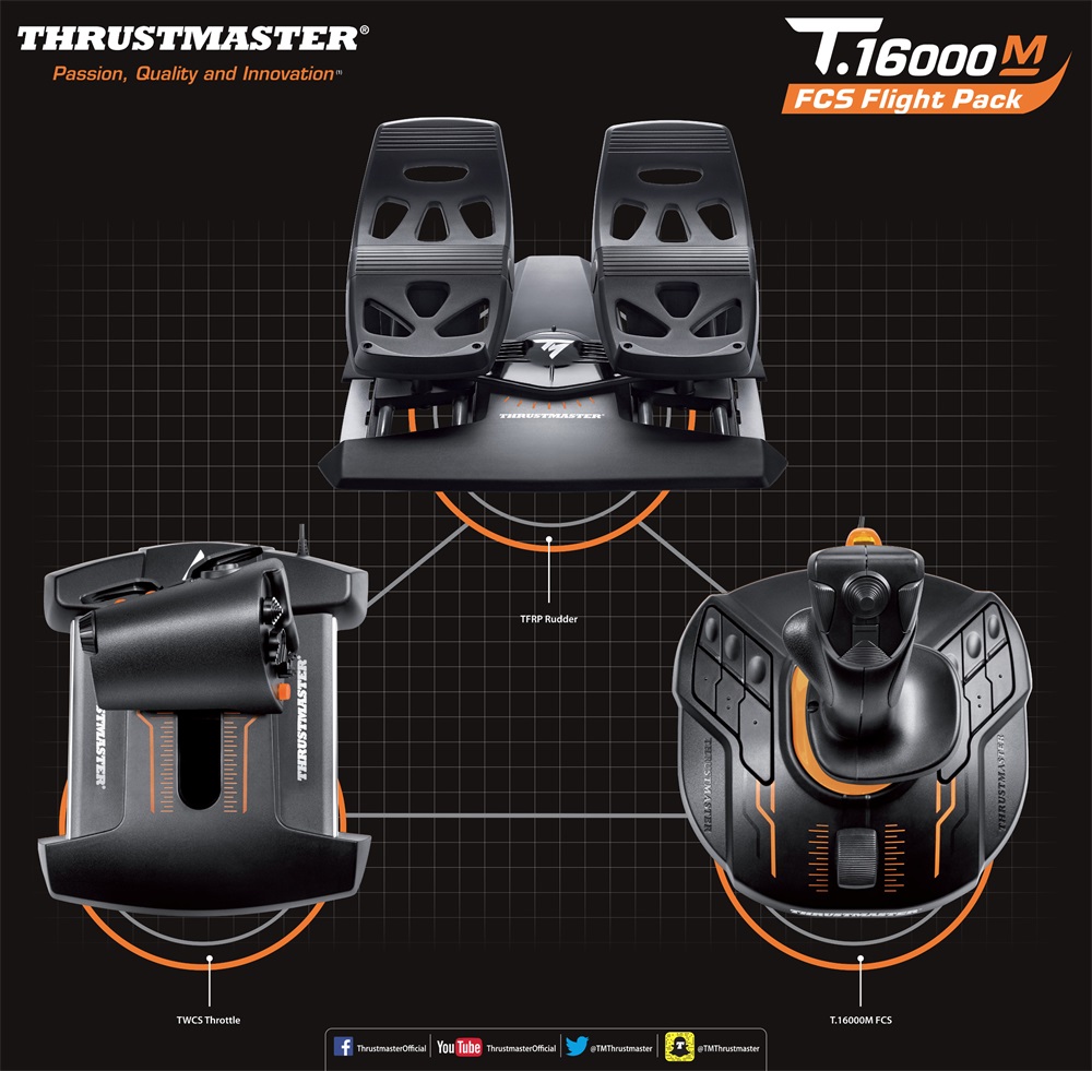 Thrustmaster 2960782 T.16000M FLIGHT PACK PC gázkar + kormány pedál + joystick