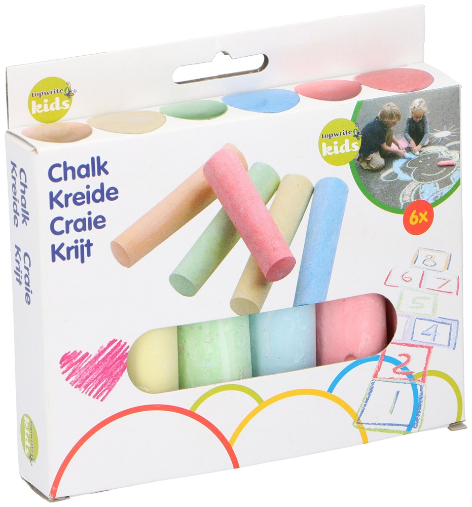 Topwrite Kids 10x2x2cm 6db/csomag színes aszfaltkréta