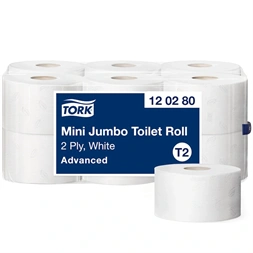Tork 120280 Advanced Mini Jumbo T2 2 rétegű fehér 12 tek. közületi toalettpapír