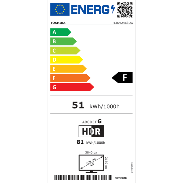 Toshiba 43" 43UV2463DG 4K UHD Smart TV