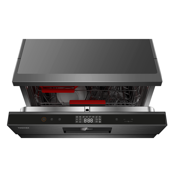 Toshiba DW-14F4EE(BS) fekete, programok száma: 8, szabadonálló, 14 terítékes mosogatógép (Újszerű)