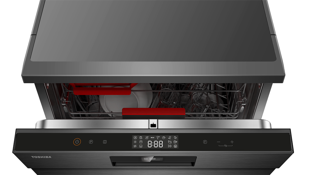 Toshiba DW-14F4EE(BS) fekete, programok száma: 8, szabadonálló, 14 terítékes mosogatógép (Újszerű)