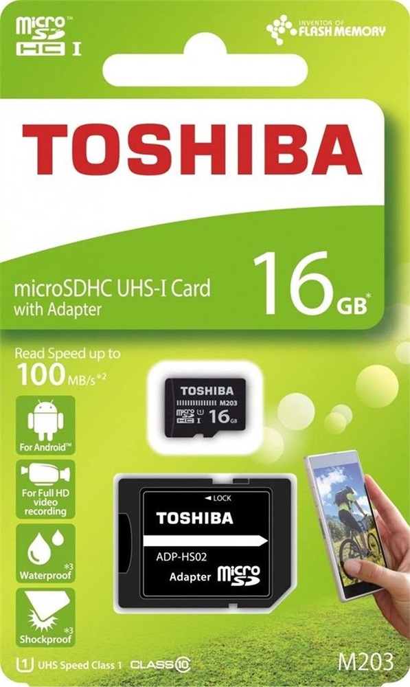 Toshiba M203 16GB SD micro (SDXC Class 10 UHS-I U1) (THN-M203K0160EA) memóriakártya adapterrel