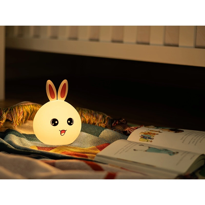 Tracer Bunny, RGB LED, 5 színtónus, 4 világítási mód, Szilikon, Vezeték nélküli, éjszakai lámpa