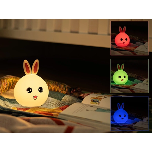 Tracer Bunny, RGB LED, 5 színtónus, 4 világítási mód, Szilikon, Vezeték nélküli, éjszakai lámpa