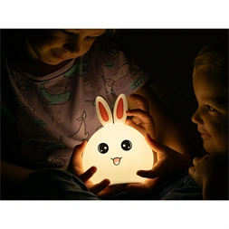 Tracer Bunny, RGB LED, 5 színtónus, 4 világítási mód, Szilikon, Vezeték nélküli, éjszakai lámpa