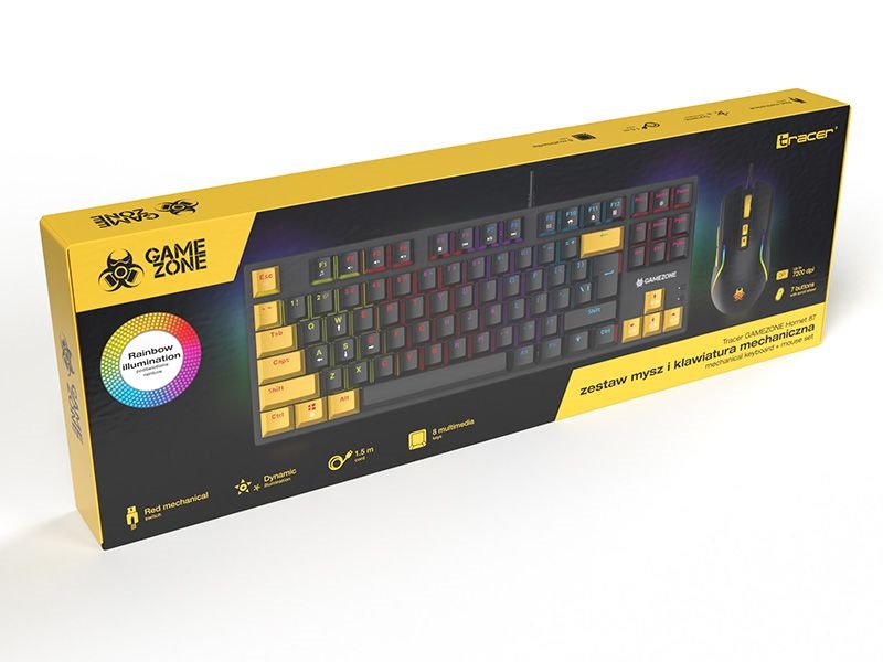 Tracer Hornet 87 GameZone ENG USB fekete mechanikus billentyűzet és egér