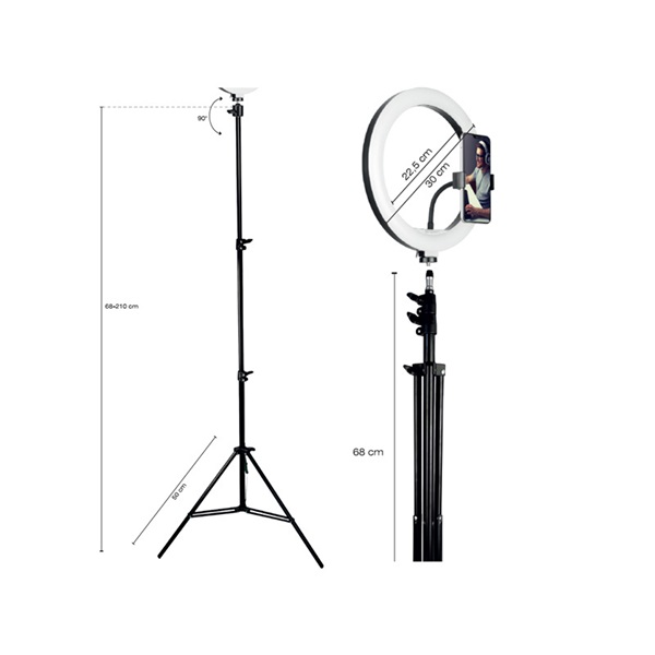 Tracer TRAOSW46745 Ring Light 15 W/30 cm/900-1700 lm/gyűrűs LED lámpa normál állvánnyal (Újracsomagolt)