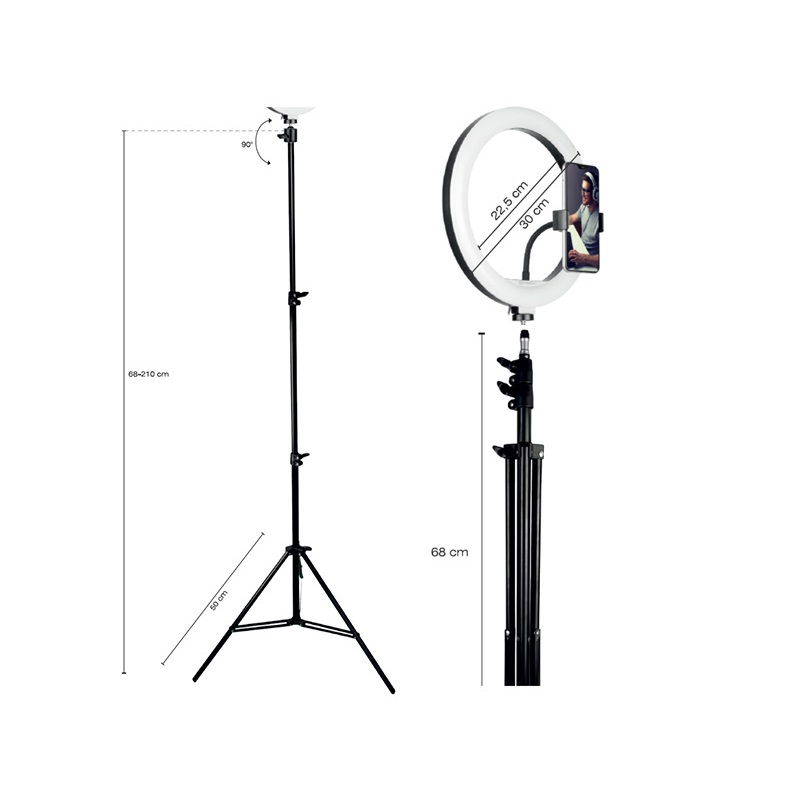 Tracer TRAOSW46745 Ring Light 15 W/30 cm/900-1700 lm/gyűrűs LED lámpa normál állvánnyal (Újracsomagolt)