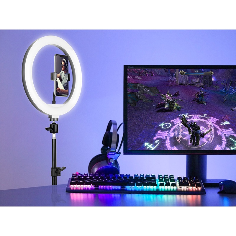 Tracer TRAOSW46745 Ring Light 15 W/30 cm/900-1700 lm/gyűrűs LED lámpa normál állvánnyal (Újracsomagolt)