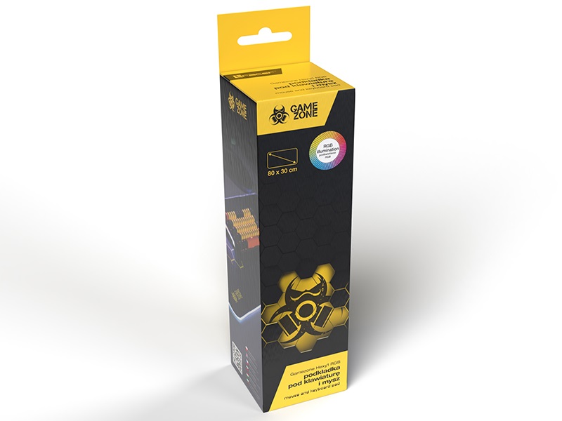 Tracer TRAPAD47546 HEXY1 GameZone 800x300mm RGB világítás texturált szövet fekete billentyűzet és egérpad