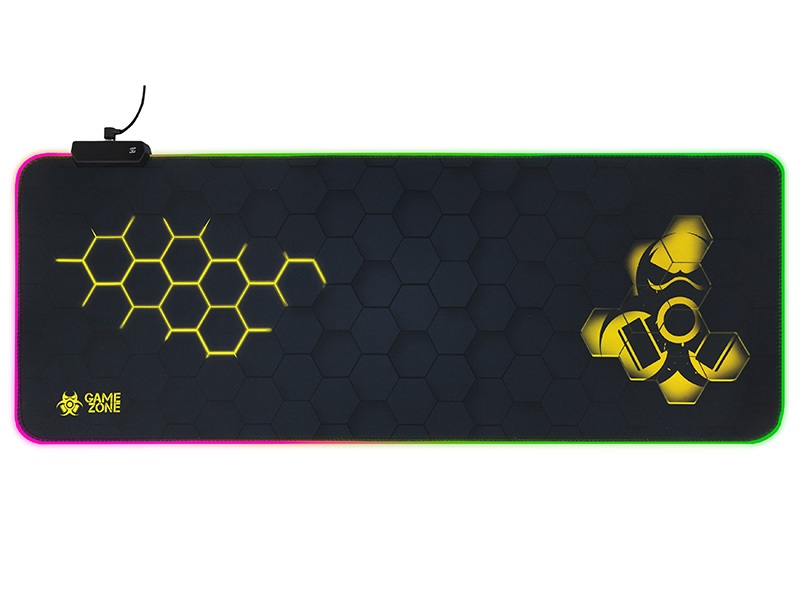 Tracer TRAPAD47546 HEXY1 GameZone 800x300mm RGB világítás texturált szövet fekete billentyűzet és egérpad