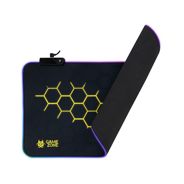 Tracer TRAPAD47546 HEXY1 GameZone 800x300mm RGB világítás texturált szövet fekete billentyűzet és egérpad