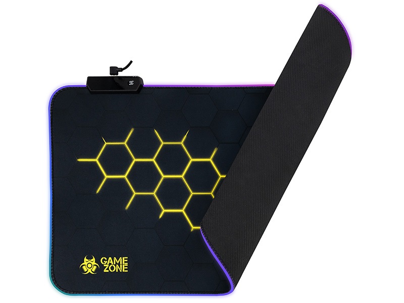 Tracer TRAPAD47546 HEXY1 GameZone 800x300mm RGB világítás texturált szövet fekete billentyűzet és egérpad