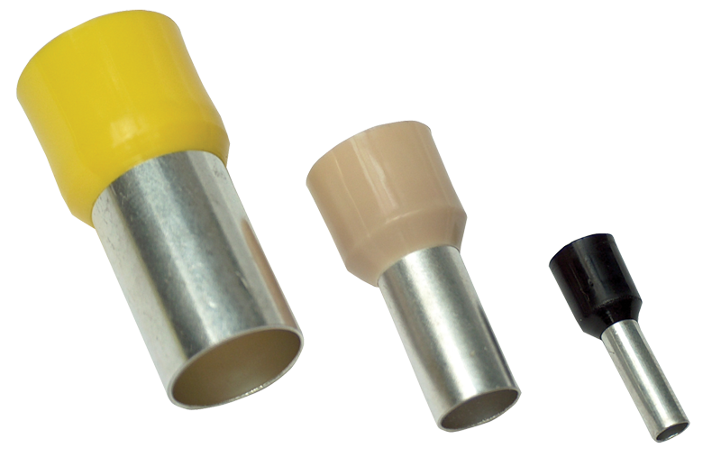 Tracon E125 10 mm2 L=27,5mm 100 db szigetelt vajszín érvéghüvely