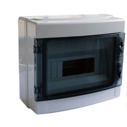 Tracon EDFKIP65-12/1  1×12 mod/ H×W×D=260×300×140mm/ IP65/ 660V AC átlátszó ajtóva/ N/PE sínnel falon kívüli