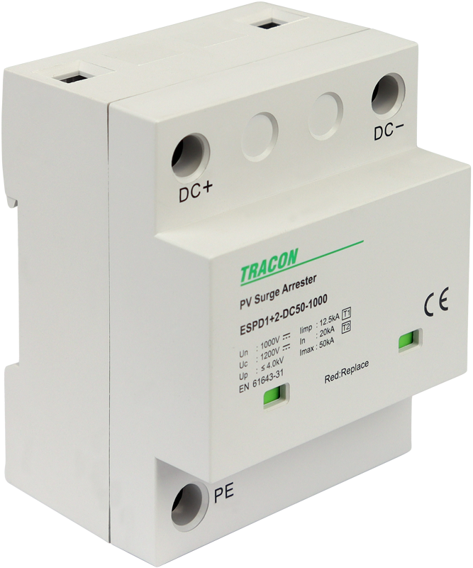 Tracon ESPD1+2-DC50-1000 egybeépített T1+T2 DC típusú túlfeszültséglevezető