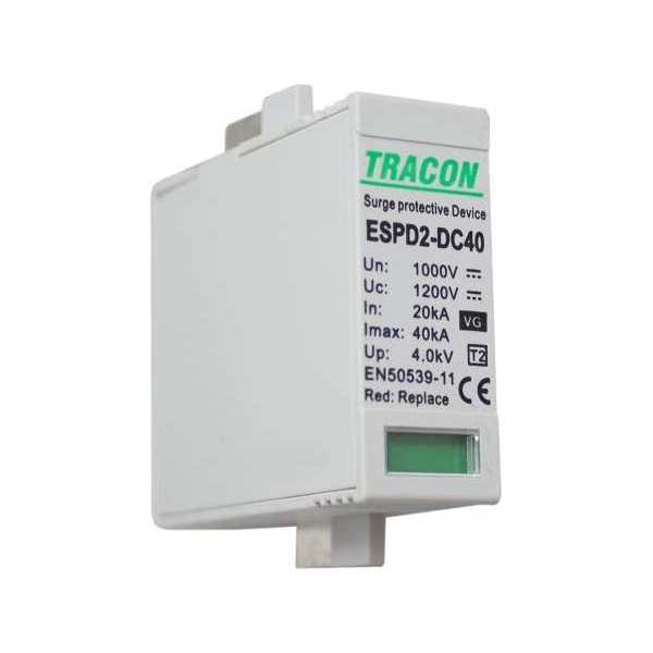 Tracon ESPD2-DC40-600 cserélhető betéttel T2 DC típusú túlfeszültség levezető