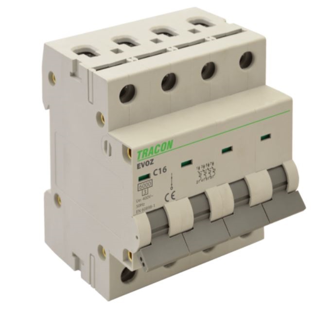 Tracon EVOZ4B10 10A B 4P 6kA kismegszakító