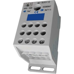 Tracon FLE-25 sínre szerelhető/ szürke/ 2×25mm2 / 2×25mm2/ 400VAC/ 101A főáramköri leágazó kapocs